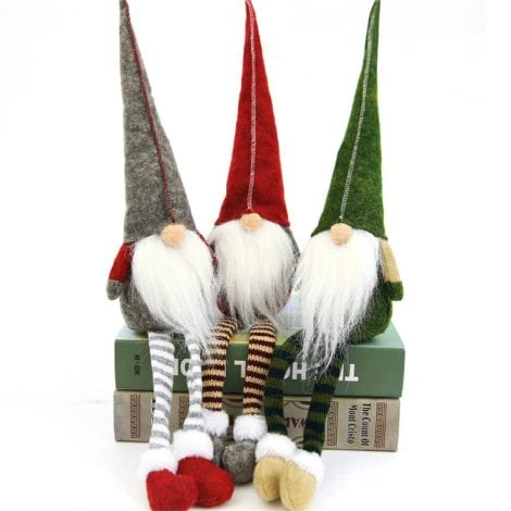 3-piece Swedish gnome plush toy set, ideal for Christmas decor and Scandinavian style shelf sitting.