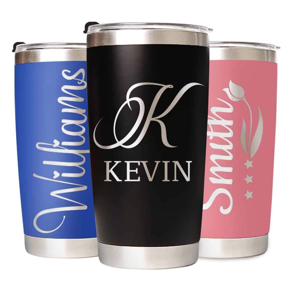 Cusmycra Personalized Tumbler with Engraved Name - Custom Stainless Steel 20 Oz Coffee Tumbler with Lid - Personalized Birthday Gifts for sister brother Friend - Christmas Gifts for Women Men Dad Mom