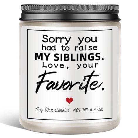 Jumway candle set for mom and dad: “Thank you for raising my siblings” – hilarious gift for Mother’s/Father’s Day.