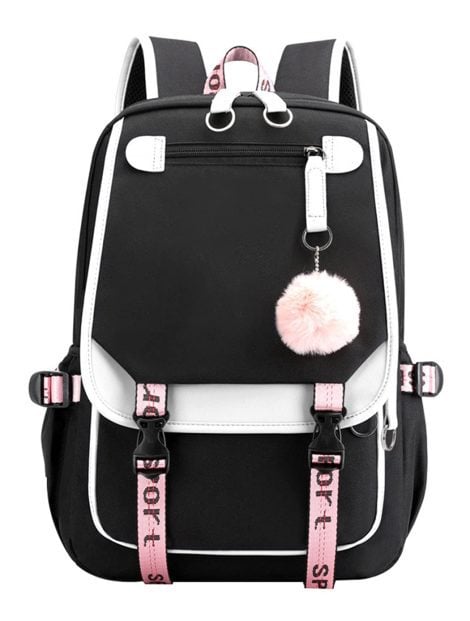 JiaYou Teen Girls’ Backpack for Middle School with USB Port, Perfect for Outdoor Activities (21L, White/Black)