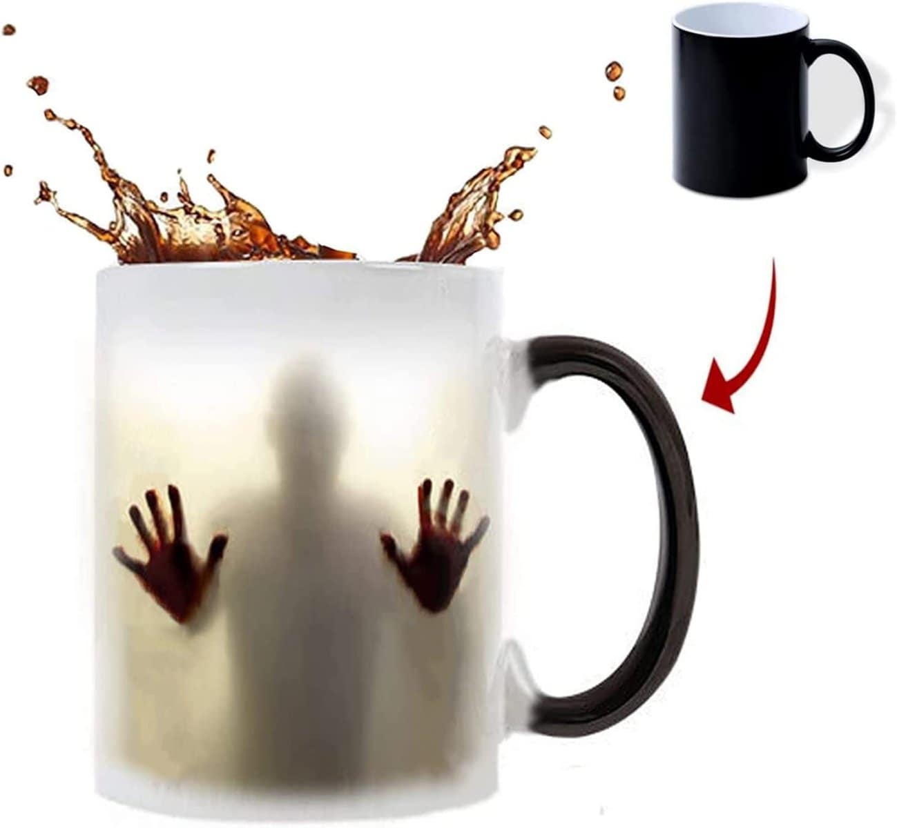 Halloween Coffee Mug (11 oz), Heat Sensitive Color Changing Zombie Ceramic Horror Mug, Gift for Men Women Halloween Christmas Birthday Mother Father Friends（1PC）