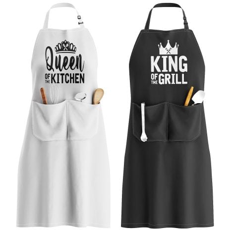 2023 Unique King & Queen Apron Set – Perfect Christmas gift for couples, anniversary, and Valentine’s Day.