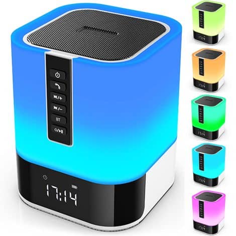 Hetyre Night Light Bluetooth Speaker: a versatile, color-changing lamp, alarm clock, and speaker; perfect gift for teens.