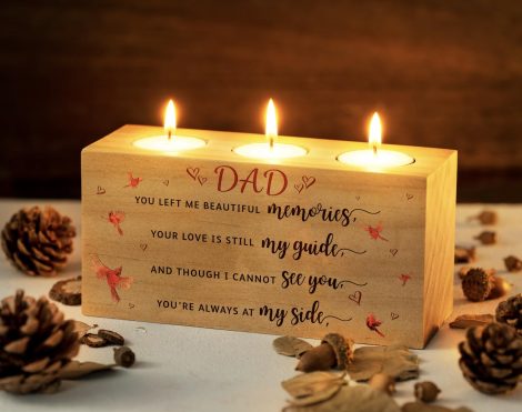 Dad Memorial Candle Holder: A heartfelt gift to remember and honor your loss, with 3 tea light candles.