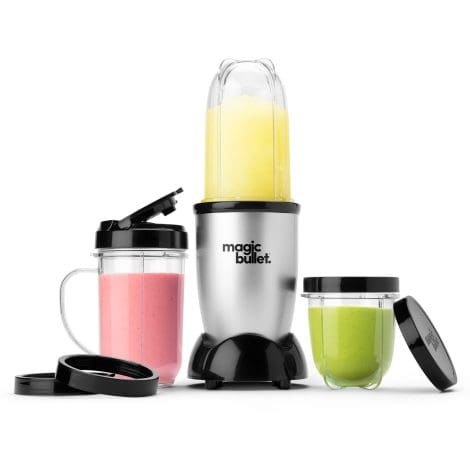 “Compact and efficient, the sleek silver 11-piece Magic Bullet Blender is your ultimate kitchen companion.”