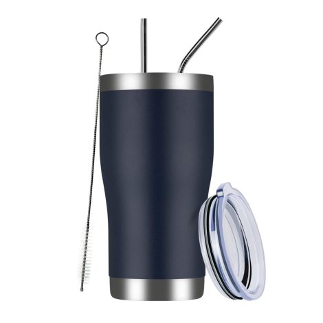 MEWAY 20oz Navy Stainless Steel Tumbler: Insulated Coffee Cup with Lid, Long-lasting Thermal Mug for Hot & Cold Drinks.