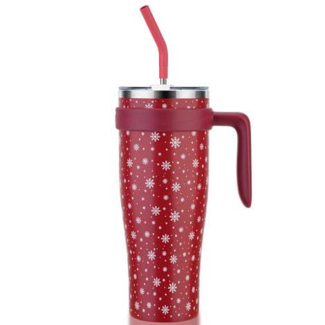 50-ounce Sursip tumbler: stainless steel cup keeps drinks cold for 24 hours, with handle, straw, and 2 lids. Perfect gift!