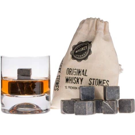 High-quality Whiskey Stones Set, includes 12 stones and a bag, ideal for Bourbon, Scotch, and Wine. Perfect birthday gift for whiskey enthusiasts! (Dark Grey)