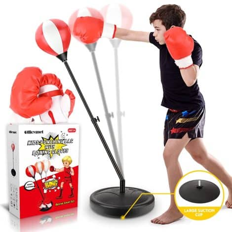 “Kids’ Boxing Set: Officygnet Punching Bag for Boys, Adjustable Height, Includes Gloves – Perfect for Christmas Gifts!”