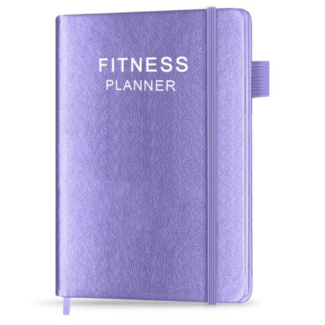 Purple Fitness Planner – A5 Hardcover Workout Journal for Women and Men to Track Weight Loss, GYM & Wellness