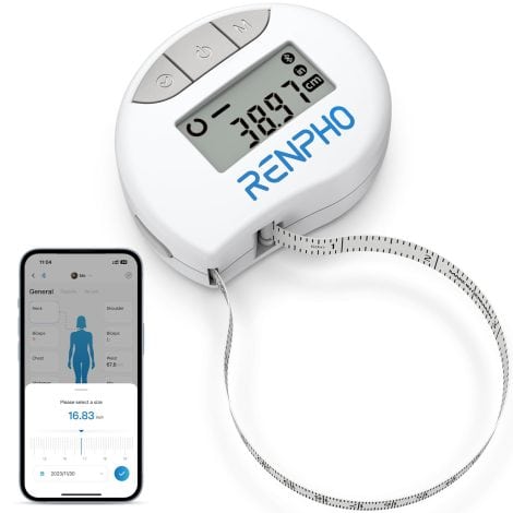 Renpho’s Smart Tape Measure with App: Track your body measurements, weight loss, muscle gain, and fitness goals.