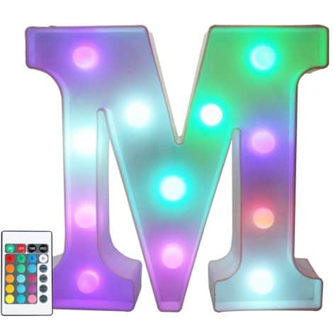 Pooqla Remote-Controlled Colorful LED Marquee Letter Lights – Decorative Party Bar Signs for Home – Multicolor.