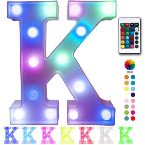 Pooqla Colorful LED Marquee Lights, remote-controlled, perfect for parties, bars, and home decor – Multicolor K