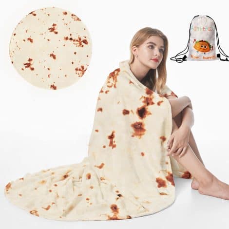 Wrap yourself in this Admitrack Novelty Burritos Throw Blanket for a fun and cozy experience!