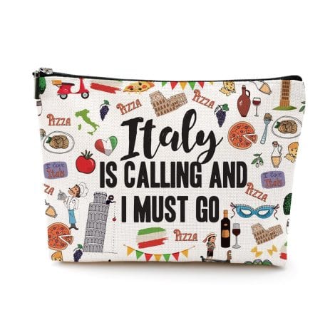 Italian-themed makeup bag, perfect gift for women who love Italy. Ideal for birthdays, Christmas, or bachelorette parties.