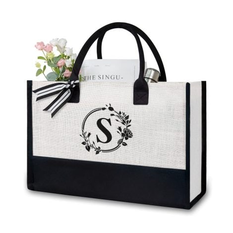 Customizable TopDesign Jute/Canvas Tote Bag, Ideal for Weddings, Birthdays, Beach outings, Holidays, and as Gifts for Women.