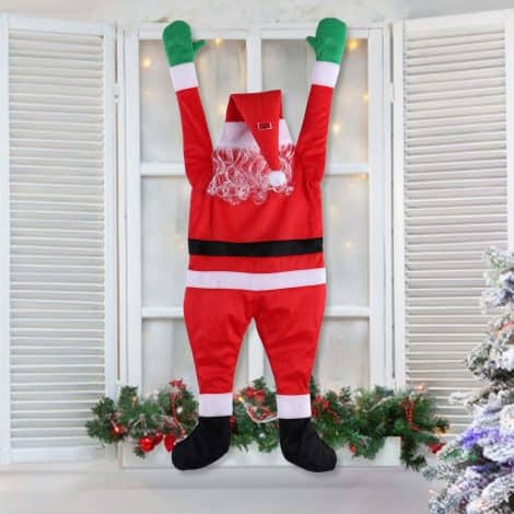 Hanging Santa Claus by TOLOCO, 4.1 FT tall, ideal for outdoor and indoor Christmas decor.