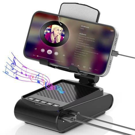 Unique gift idea: Wireless Bluetooth Speaker with Phone Stand, delivering exceptional high bass, adjustable angle and height. Perfect for birthdays!