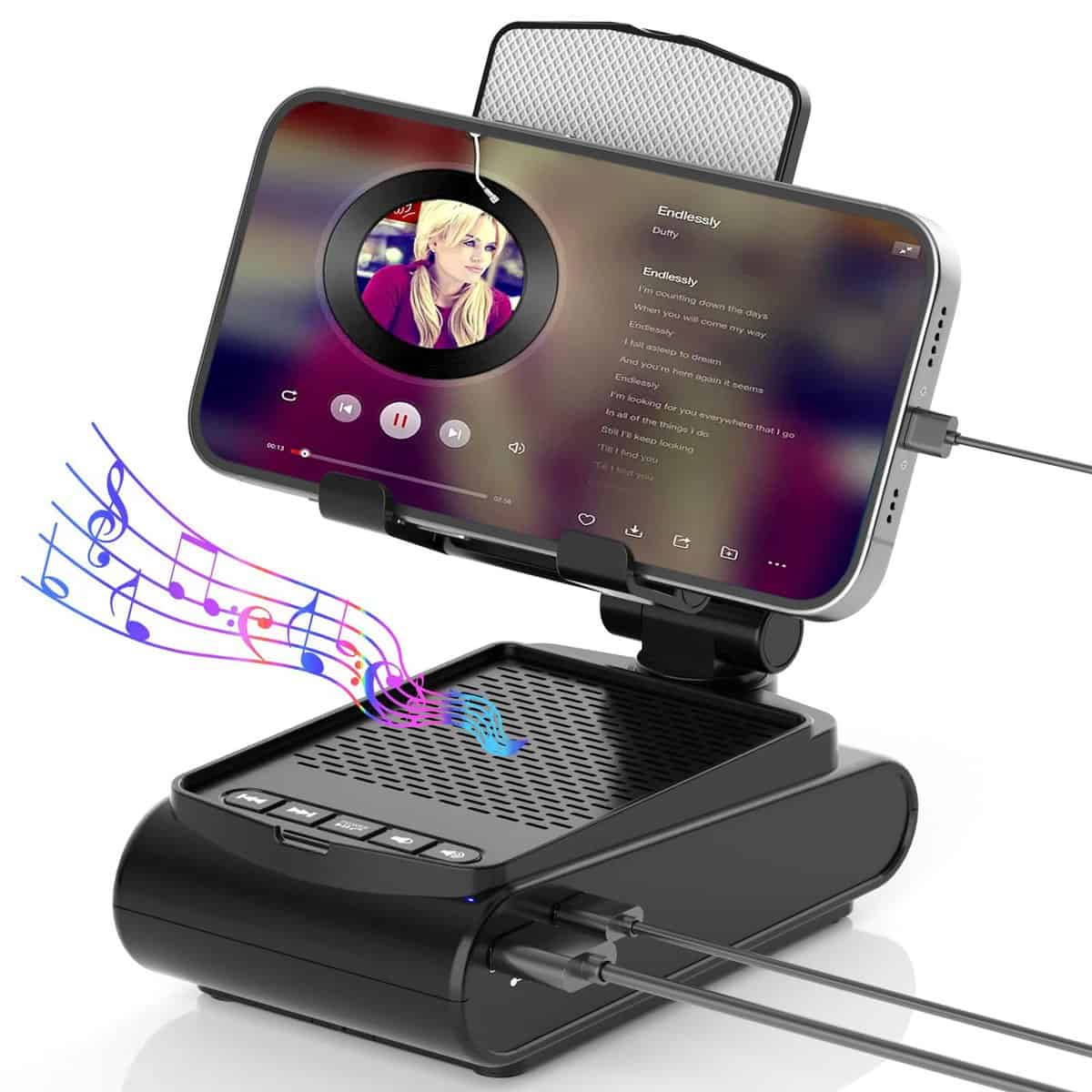 Gifts for Men Women, Cell Phone Stand with Wireless Bluetooth Speaker, high bass Portable Bluetooth Speaker, Adjustable Angle and Height, Birthday Gift Ideas, Unique Gifts