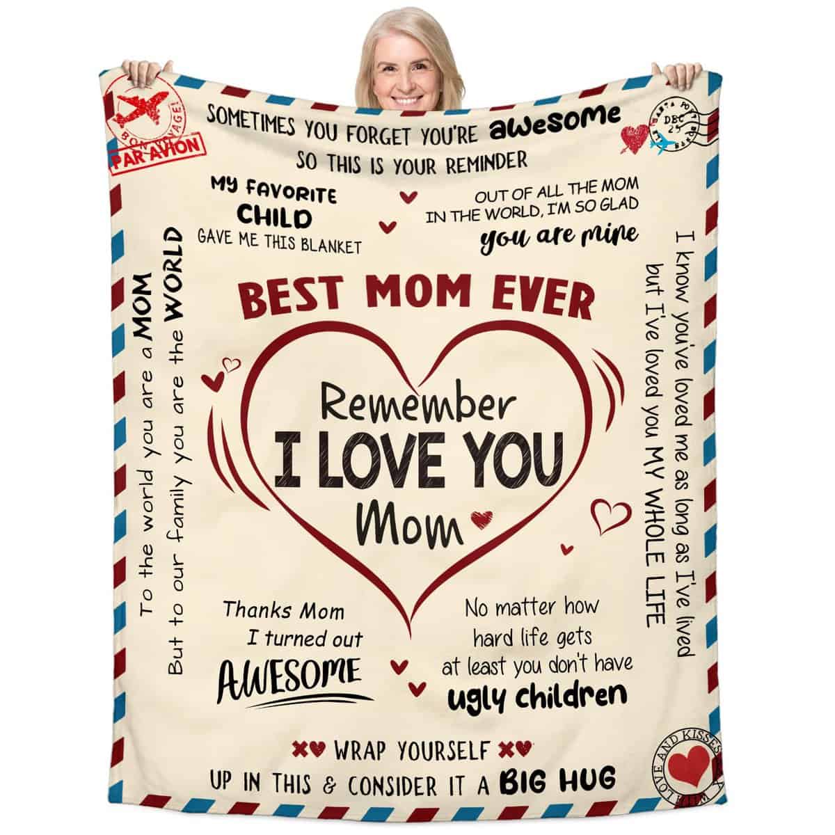 Gifts for Mom - Christmas, Mothers Day, Birthday Gift for Mom from Daughter Son - Present for Mom, Unique Mom Gifts - I Love You Mom, Pregnant, Expecting New Mom Gifts for Women, Throw Blanket 50x60