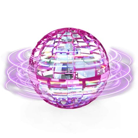 ATHLERIA Pink Flying Orb Ball – LED Light Up Fidget Spinner. Hand-operated drone for kids, perfect Christmas or birthday gift. Suitable for trendy teen girls aged 6-12.