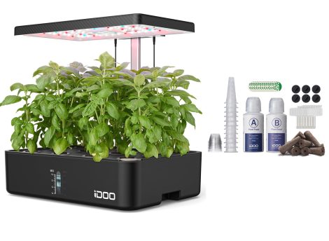 iDOO 12Pods Hydroponics Kit: Indoor Garden Gift Set with LED Light, Perfect Present for Christmas, Home or Office.