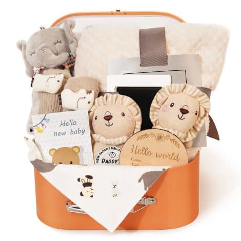 Newborn Baby Gift Bundle – Includes 11 essential items like blankets, rattles, toys, bibs, and socks!