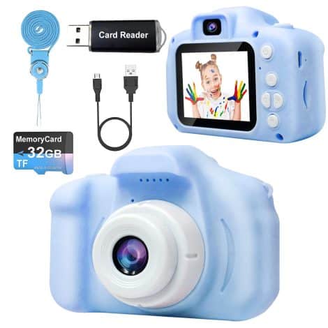 Blue Dual Lens Kids Digital Camera with Video Function, Ideal Birthday Gift for Boys (Ages 3-8).