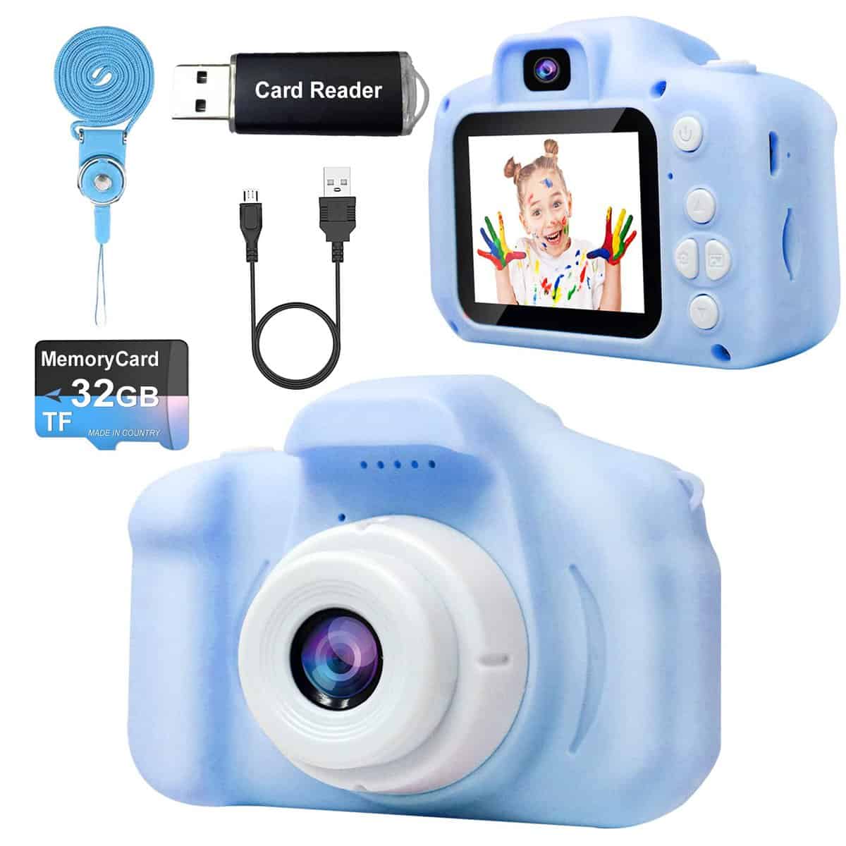 One'sMore Upgrade Selfie Kids Camera for Boys, Birthday Gifts for 3-8 Year Old Boys, Kids Digital Camera with Video Function, Dual Lens Camera for Kids, Toys for Boys Age 3-8 (Blue)