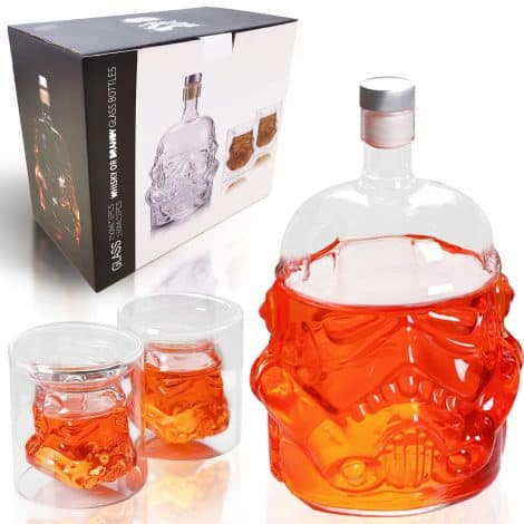 Elegant Whiskey Set: Flask Carafe with 2 Glasses – Perfect for Wine, Liquor, Scotch, Bourbon, Brandy – 750ML