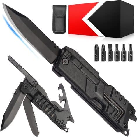 WILLUCK Gifts for Men: All-in-one multitool knife; perfect practical gift for camping, outdoor adventures, and survival.