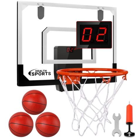 AOKESI Mini Over The Door Basketball Set with Electronic Scoreboard – Fun Gift for Boys, Men and Adults, ages 5-12.