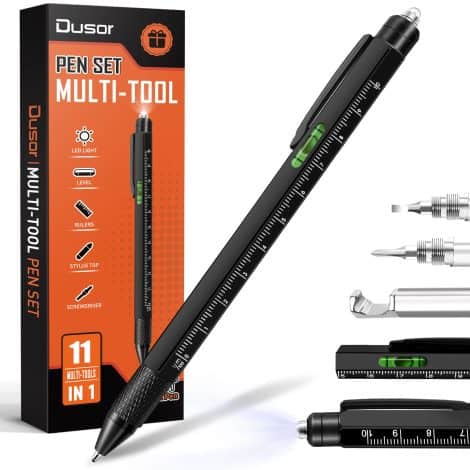 Dusor Men’s Stocking Stuffers: 11-in-1 multitool pen, an awesome gadget for Christmas, birthdays, and dads/husbands.