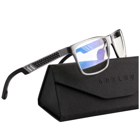 ANYLUV Anti-Blue Light Glasses for Men: Stylish metal frame, UV protection, and clear lenses block harmful blue light.