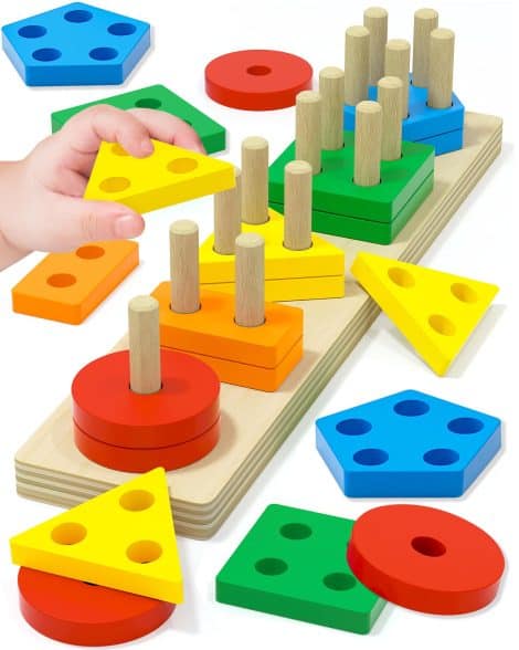 Educational Wooden Toys for 1-3-Year-Old Boys and Girls, Ideal Birthday Gift, Promote Learning and Creativity.