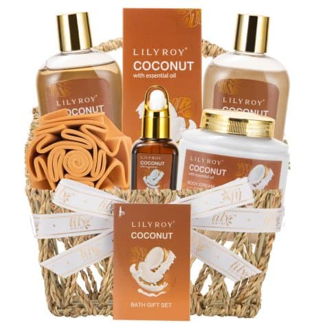 LILY ROY Spa Gift Set for Her & Him: 7pc Bath and Body Basket for Christmas, Birthdays, or Self-care.