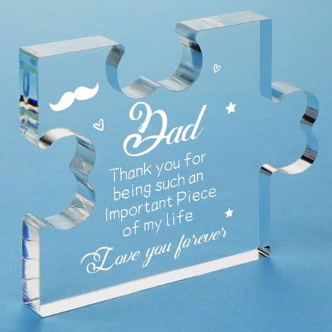 Unique acrylic puzzle plaque for Dad, a thoughtful Christmas or birthday gift with personalized desk decorations.