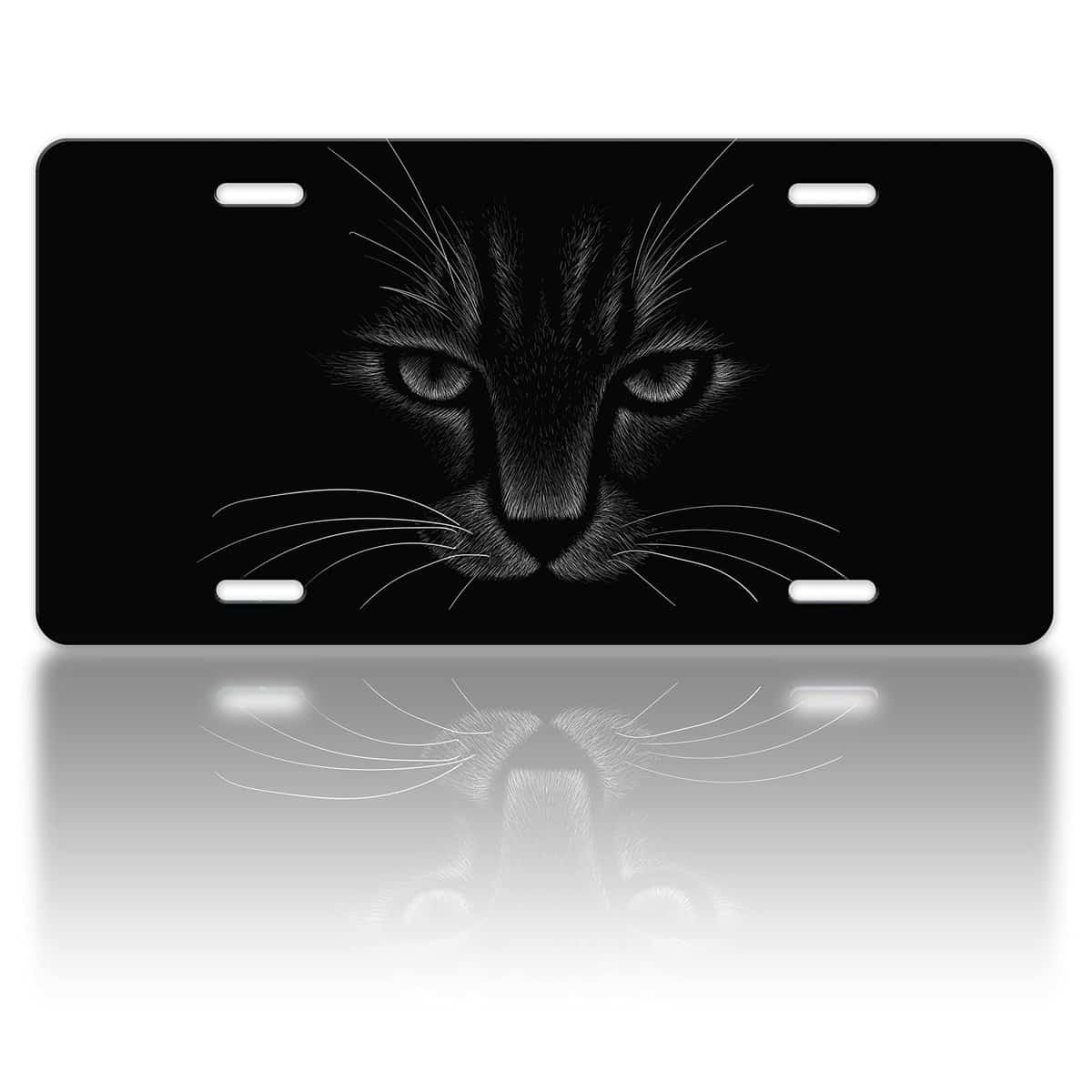 Black Cat License Plate Cover Pet Animal License Plate Funny Kitten Stainless Steel Car Universal Accessory Vanity Tag for Us Canada Standard License Plate Holder Gift for Men Women12.2" X 6.2"