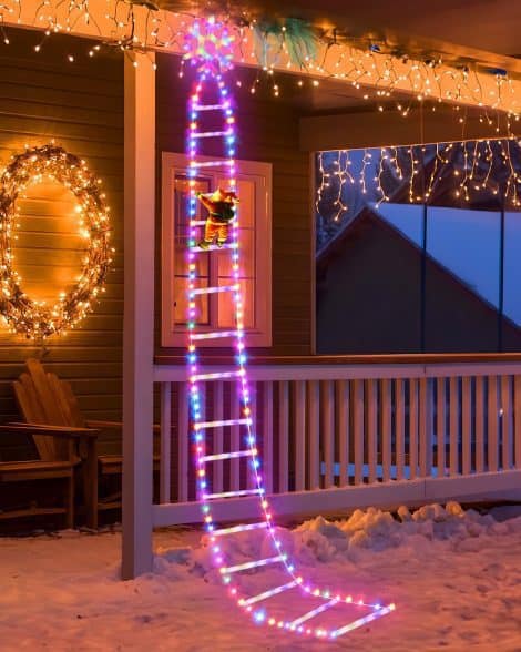 10ft Multicolor UBTKEY Ladder Lights add a festive touch to your outdoor Christmas decorations with Climbing Santa!