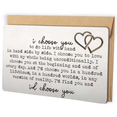 YODOCAMP “I Choose You” Metal Wallet Card – Sentimental Anniversary Gift for Husband, Boyfriend or Wife.