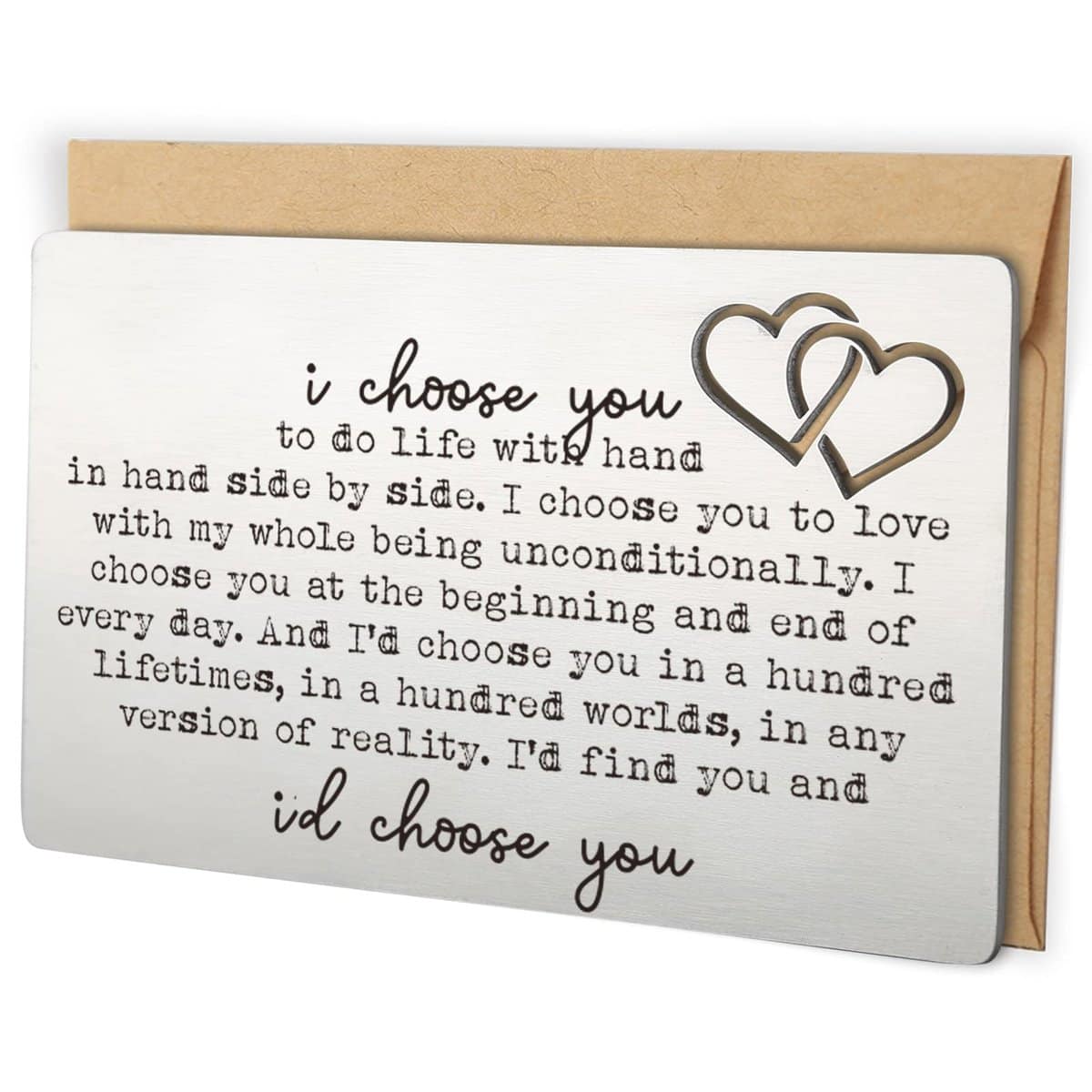 YODOCAMP Husband Gifts From Wife, I Choose You Metal Wallet Card, Valentine's Day Boyfriend Wife Gift, Sentimental Keepsake, Anniversary Wallet Insert Card Gifts for Him