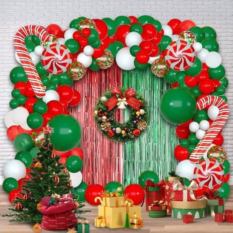 Get ready for the ultimate Christmas celebration with the AIBIIN 153pcs Christmas Balloon Garland Arch Kit!