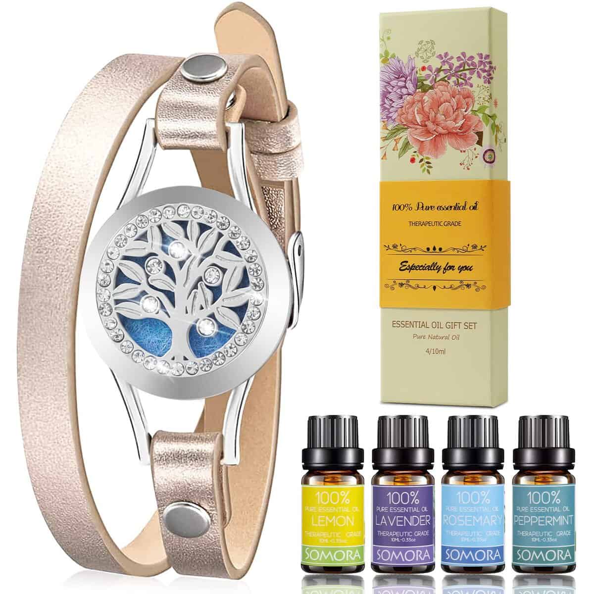 SOMORA Gifts Set for Women Aromatherapy Essential Oil Diffuser Bracelet, Unique Birthday Gift Ideas for Mom, Best Friend, Sister, Anniversary & Valentine's Day Gifts for Wife, Girlfriend