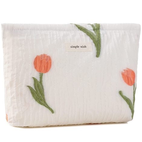 Floral Quilted Makeup Bag – Stylish and Spacious Cosmetic Pouch for Women’s Travel Toiletries. Perfect Gift!