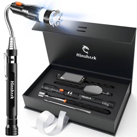 Hinshark Men’s Gift Set includes 5 telescoping magnetic pickup tools with inspection mirror; ideal for Christmas. Perfect for Dad, Husband, or Grandpa.