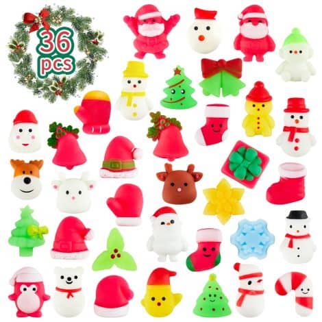 Christmas Mochi Squishy Toys: Fun stress-relieving fidget toys, ideal for filling Christmas stockings and goodie bags. Perfect for kids!