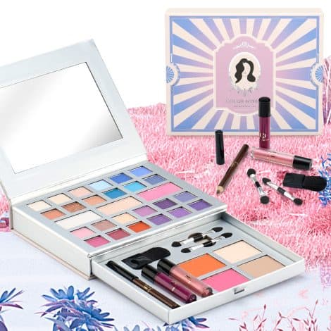 Teen Color Nymph: Complete Makeup Set for Women. 24 Matte & Shimmer Eyeshadows, Vibrant Lip Glosses, Eyeliner, Brushes, and Mirror.