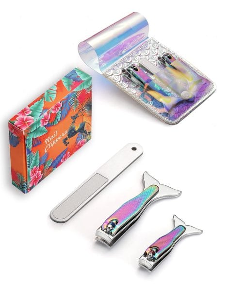 Cute Mermaid-themed Nail Clipper Set, includes file, perfect Christmas gift for girls, kids, and women.