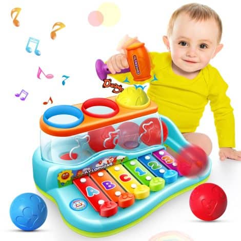 Educational Hammer Xylophone Toy for Babies, 6 to 12 Months. Perfect Christmas or Birthday Gift.