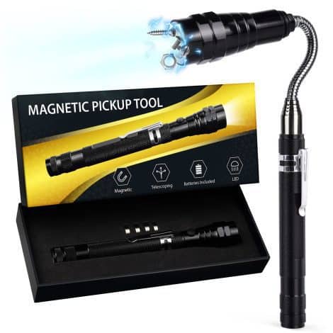 Cool LED Magnetic Pickup Tool for hard-to-reach items, perfect stocking stuffer for men, great gift for dad, grandpa, or car enthusiasts.